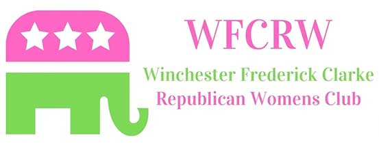 A pink and green logo for the winchester free press republican women.